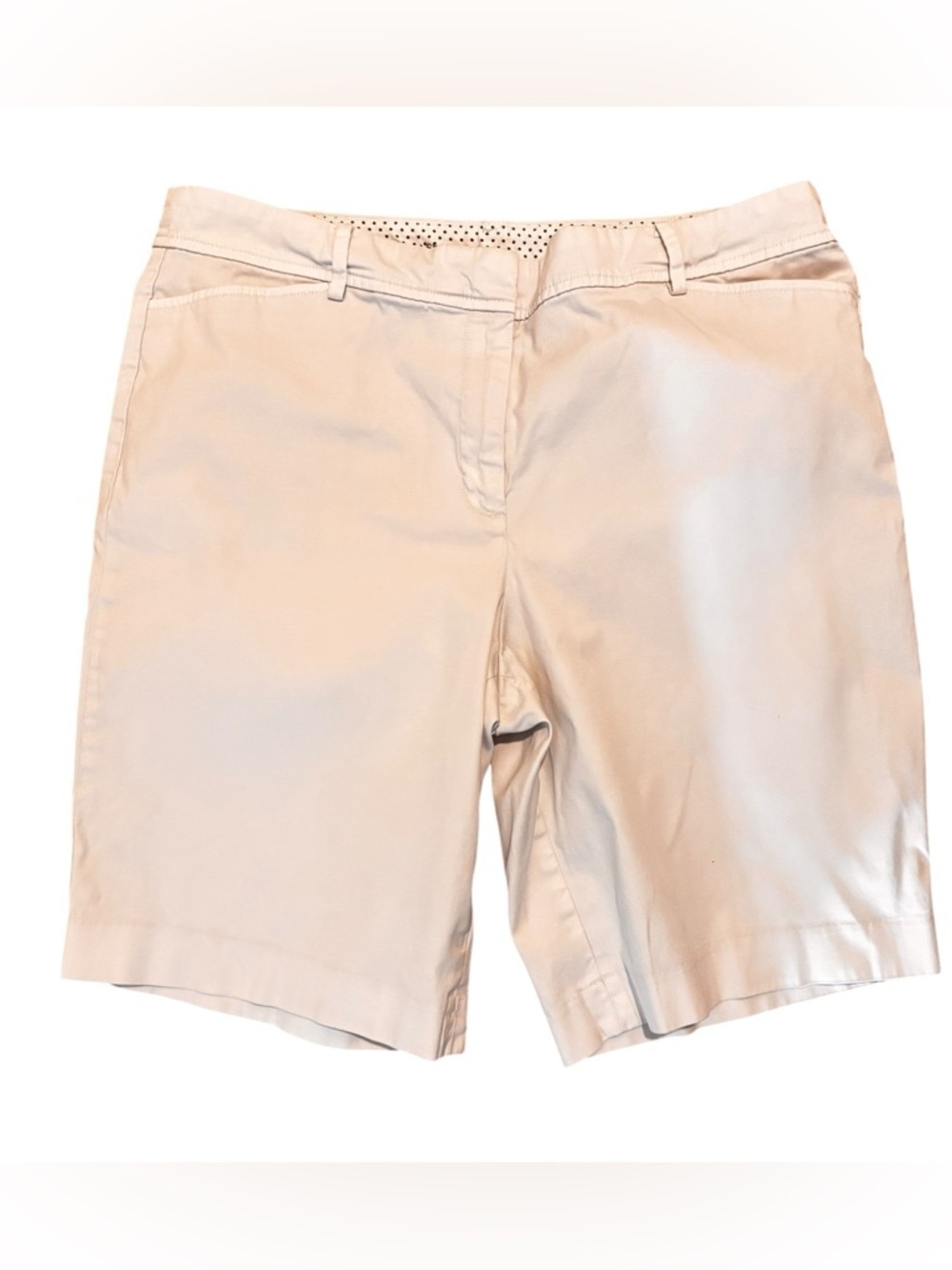 Talbots Womens Bermuda Shorts Sz 14 Chino Stretch Pockets White Golf Preppy